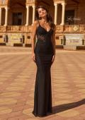 Picture of: Lace Sheer Bodice Jersey Gown with Low Back in Black, Style: 33722, Detail Picture 1