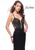 Picture of: Mermaid Prom Dress with Beaded Top and Strappy Back in Black, Style: 24691, Detail Picture 2
