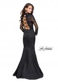 Picture of: Long sleeve Mermaid Mikado Prom Dress with Beading in Black, Style: 25677, Detail Picture 2