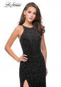 Picture of: Sparkling Velvet Prom Dress with Rhinestone Beading in Black, Style: 25679, Detail Picture 2
