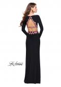 Picture of: Long Sleeve Two Piece Dress with Floral Applique in Black, Style: 25695, Detail Picture 2
