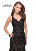 Picture of: Long Polka Dot Tulle Dress with Lace and Beading in Black, Style: 25961, Detail Picture 2