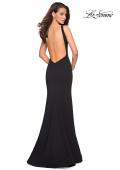 Picture of: High Neckline Jersey Prom Dress with Open Back in Black, Style: 27124, Detail Picture 2