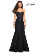 Picture of: Long Floral Jacquard Strapless Prom Dress in Black, Style: 27149, Detail Picture 2