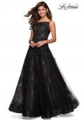 Picture of: Tulle and Lace Long Evening Gown with Pockets in Black, Style: 27488, Detail Picture 2