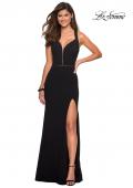 Picture of: Long Black Prom Dress with Illusion Cutouts in Black, Style: 27538, Detail Picture 2