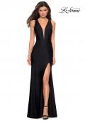 Picture of: Form Fitting Long Jersey Dress with Plunging Neckline in Black, Style: 27602, Detail Picture 2