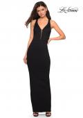 Picture of: Body Forming Dress with Exposed Zipper and Slit in Black, Style: 27637, Detail Picture 2