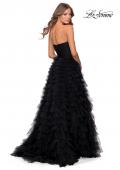 Picture of: Cascading Tulle Strapless Gown with Ruching in Black, Style: 28345, Detail Picture 2