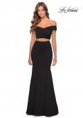 Picture of: Two Piece Off The Shoulder Dress with Pleated Top in Black, Style: 28521, Detail Picture 2