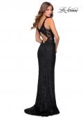 Picture of: Long Lace Prom Dress with Plunging Neckline in Black, Style: 28648, Detail Picture 2