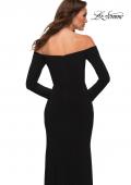 Picture of: Long Sleeve Off the Shoulder Black Jersey Gown in Black, Detail Picture 2
