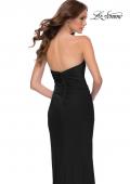 Picture of: Strapless Jersey Dress with Ruching and Skirt Slit in Black, Style 29489, Detail Picture 2