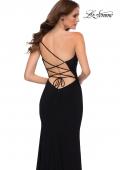 Picture of: Chic One Shoulder Jersey Gown with Lace Up Back , Style 29612, Detail Picture 2