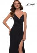 Picture of: Net Jersey Long Dress with Knot Detail Waist in Black, Style 29624, Detail Picture 2
