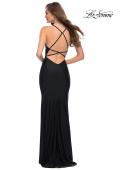 Picture of: Long Jersey Gown with Rhinestones Throughout in Black, Style 29935, Detail Picture 2