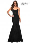Picture of: Mermaid Lace Gown with Sheer Bodice and Open Back in Black, Style: 30467, Detail Picture 2