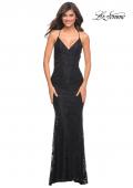 Picture of: Lace Prom Dress with Illusion Embellished Sides in Black, Style: 30474, Detail Picture 2