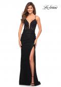 Picture of: Illusion Lace Gown with Deep V Neckline in Black, Style: 30595, Detail Picture 2