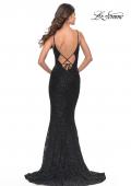 Picture of: Beaded Lace Mermaid Gown with Sheer Side Panels in Black, Style: 31257, Detail Picture 2