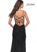 Picture of: Long Tulle Gown with Stunning Beaded Lace Applique Details in Black, Style: 31382, Detail Picture 2
