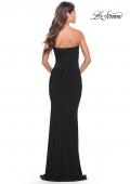 Picture of: Strapless Net Jersey Dress with Illusion Bodice in Black, Style: 31584, Style: 31584