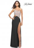 Picture of: One Shoulder Dress with Side Cut Out and Rhinestone Bodice in Black, Style: 31600, Style: 31600