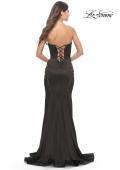Picture of: Liquid Jersey Gown with Mesh Strappy Side Panels in Black, Style: 31601, Detail Picture 2