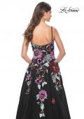 Picture of: Sequin Floral Print A-Line Tulle Gown with High Slit in Black, Style: 32019, Detail Picture 2