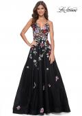 Picture of: Multi Color Sequin Floral Applique A-Line Prom Dress in Black, Style: 32051, Detail Picture 2