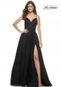 Picture of: Simple Tulle A-LIne Prom Dress with Ruched Illusion Bodice in Black, Style: 32130, Detail Picture 2