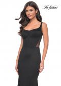 Picture of: Mermaid Jersey Gown with Bustier Top and Lace Up Back in Black, Style: 32268, Detail Picture 2