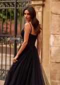 Picture of: Beautiful A-line Tulle Dress with Eyelet Neckline and Lace Top in Black , Style 32594, Detail Picture 2