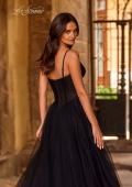 Picture of: Prom Dress with Sparkle Tulle and Ruched Corset Top in Black , Style 32680, Detail Picture 2