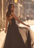 Picture of: A-line Tulle Dress with Satin Top and Rhinestone Neckline in Black , Style 32731, Detail Picture 2