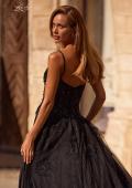 Picture of: Gorgeous A-line Tulle Gown with Beaded Floral Applique in Black , Style 32781, Detail Picture 2