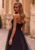 Picture of: Strapless A-line Tulle Dress with Floral Waist Detail in Black , Style: 32789, Detail Picture 2