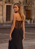 Picture of: Evening Dress with Illusion Strapless Bodice and Lace Applique in Black , Style 32912, Detail Picture 2