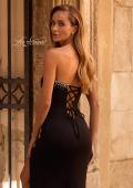 Picture of: Chic Jersey Evening Dress with Scattered Rhinestone Neckline in Black , Style: 32975, Detail Picture 2