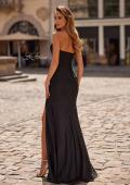 Picture of: Strapless Corset Gown with High Slit and Ruched Jersey Skirt in Black, Style: 33465, Detail Picture 2