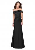 Picture of: Satin Off the Shoulder Dress with Trumpet Silhouette in Black, Style: 25579, Detail Picture 3