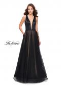 Picture of: A-line Prom Dress with Pearl Beading and a Tulle Skirt in Black, Style: 25630, Detail Picture 3