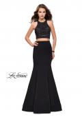 Picture of: Two Piece Jersey Prom Dress with Laser Cut Outs in Black, Style: 25759, Detail Picture 3