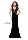 Picture of: Long Embellished Velvet Prom Dress with a Low V Back in Black, Style: 25824, Detail Picture 3