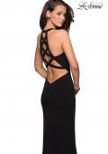 Picture of: Plunging Neckline Gown with Intricate Cut Out Back in Black, Style: 26997, Detail Picture 3