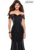 Picture of: Off The Shoulder Long Jersey Prom Dress in Black, Style: 27176, Detail Picture 3
