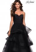 Picture of: Floor Length Strapless Tulle Ball Gown in Black, Style: 27249, Detail Picture 3