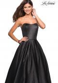Picture of: Long Metallic Strapless A Line Ball Gown in Black, Style: 27280, Detail Picture 3