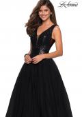Picture of: sequin Bust A Line Prom Gown with Pockets in Black, Style: 27336, Detail Picture 3