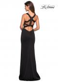 Picture of: Form Fitting Jersey Prom Dress with Side Leg Slit in Black, Style: 27479, Detail Picture 3